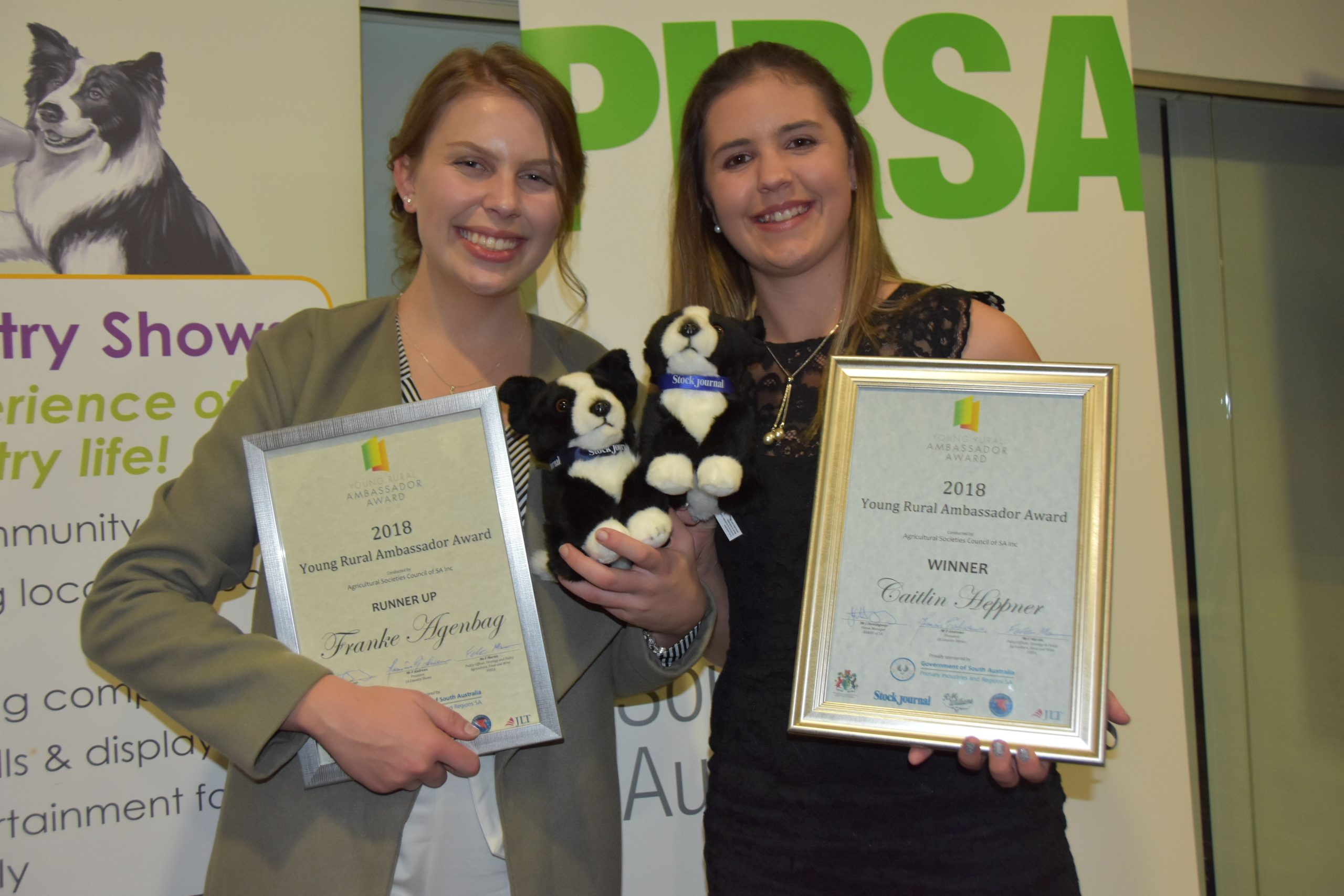 Photo of YRA Runner up Franke Agenbag Winner Caitlin Heppner-min 2018 Young Rural Ambassador Award Winner and Runner Up
