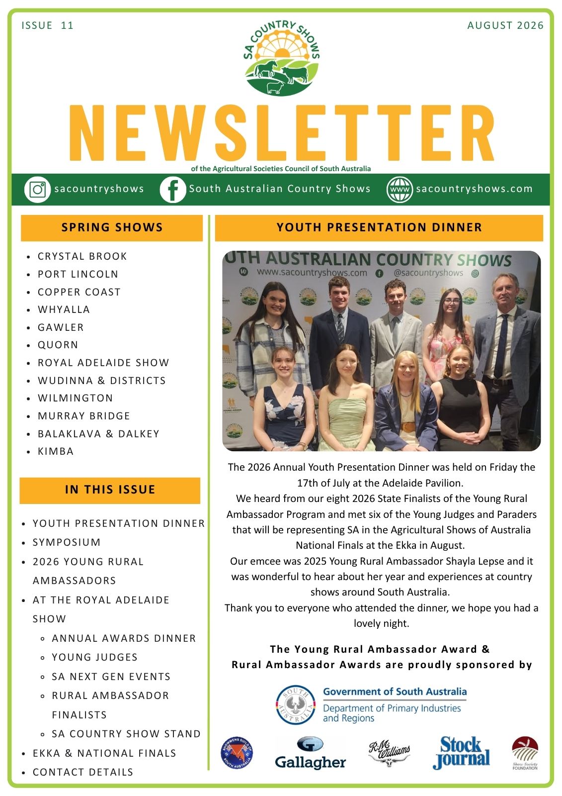 Issue 11, August 2026 Newsletter